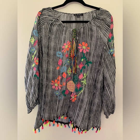 See Be Seen Black Embroidered top 3x - Picture 1 of 5